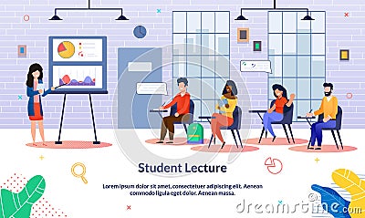 Banner Inscription Student Lecture, Audience Stock Photo