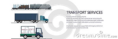 Banner of land freight of goods Vector Illustration