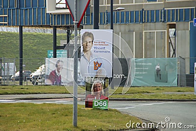 Banner of the liberal party VVD for the municipal elections in Rotterdam Editorial Stock Photo