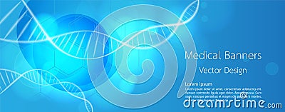 Banner Medical dna and technology background. vector background design Vector Illustration