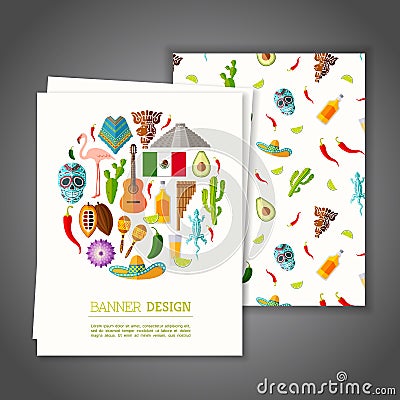 Banner on mexican theme. Vector illustration Vector Illustration
