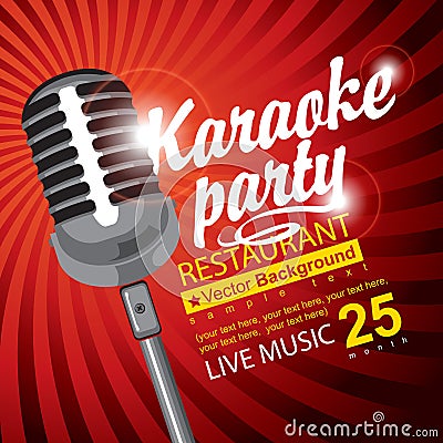 Banner with microphone for karaoke parties Vector Illustration