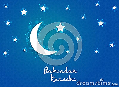 Banner with moon, star for Ramadan celebration. Vector Illustration