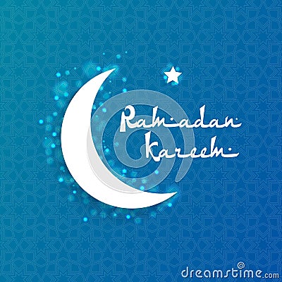 Banner with moon, star for Ramadan celebration. Vector Illustration