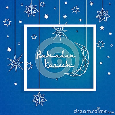 Banner with moon, star for Ramadan celebration. Vector Illustration