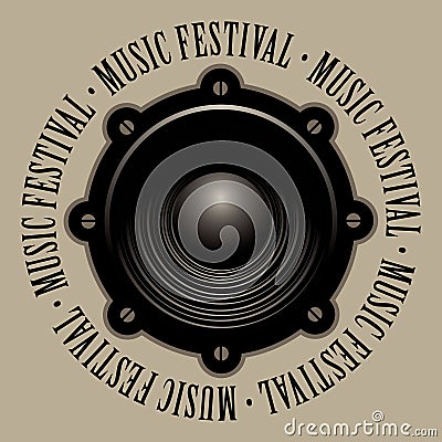 Banner for music festival with acoustic speaker Vector Illustration