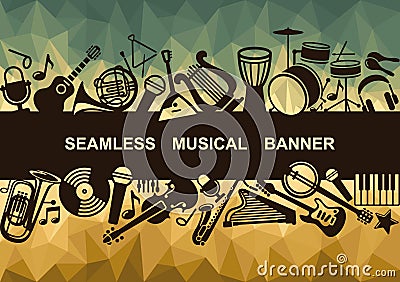 Banner with musical instruments Vector Illustration