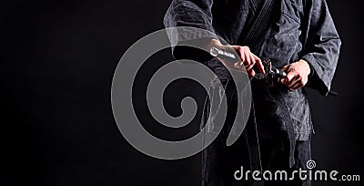 Banner with ninja, samurai Stock Photo