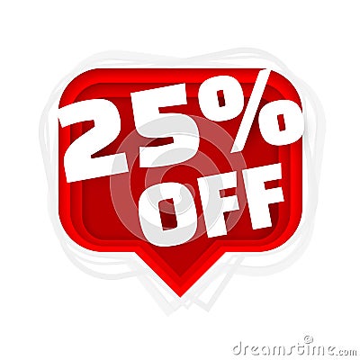 Banner 25 off with share discount percentage. Vector Vector Illustration