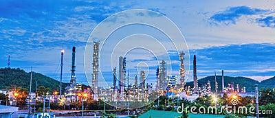 Banner Oil refinery gas petrol plant industry with crude tank, gasoline supply and chemical factory. Petroleum barrel fuel heavy Stock Photo
