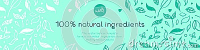 Banner organic ingredients, template design for healthy food concept,. Vector Illustration