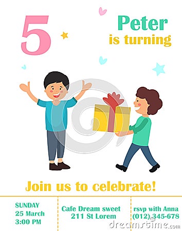 Banner 5 Peter is Turning Join us to Celebrate. Vector Illustration