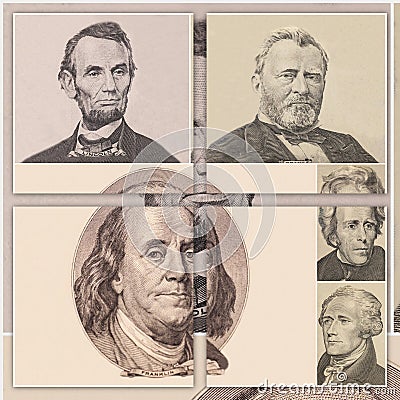 Banner with Portrait Presidents Of The United States Editorial Stock Photo