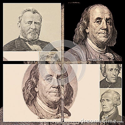 Banner with Portrait Presidents Of The United States Stock Photo