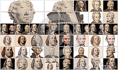 Banner with Portrait Presidents Of The United States Stock Photo