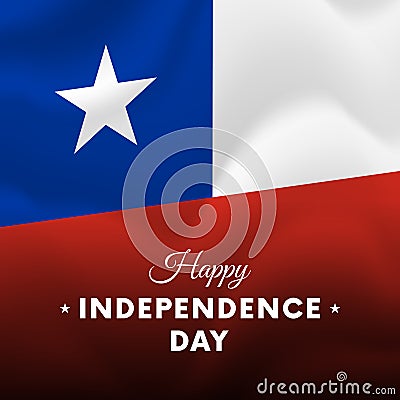 Banner or poster of Chile independence day celebration. Waving flag. Vector. Cartoon Illustration