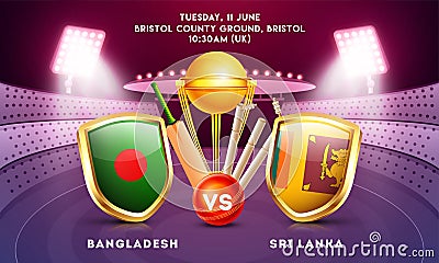 Banner or poster design with cricket tournament participant country Bangladesh vs Sri Lanka. Stock Photo