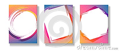 Banner poster flyer graphic frame on a bright gradient background Set Modern youth concept ads music party sale Trendy colorful Vector Illustration