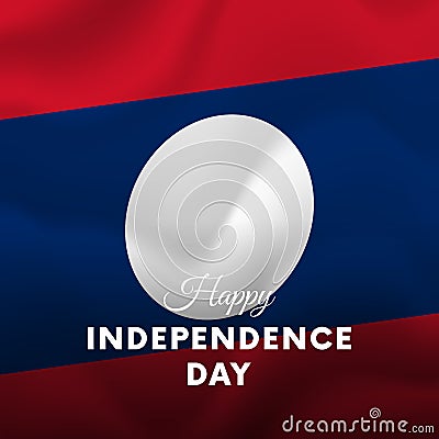 Banner or poster of Laos independence day celebration. Waving flag. Vector. Vector Illustration