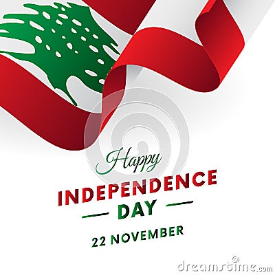 Banner or poster of Lebanon independence day celebration. Waving flag. Vector illustration. Stock Photo