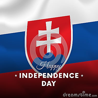 Banner or poster of Slovakia independence day celebration. flag. Vector. Vector Illustration