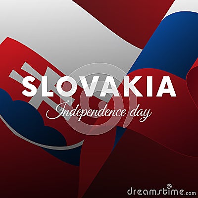 Banner or poster of Slovakia independence day celebration. Waving flag. Vector illustration. Vector Illustration