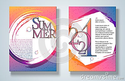 Banner poster Summer 2021 on a bright gradient background Set Modern youth concept ads 2021 New Year party sale Trendy colorful Vector Illustration