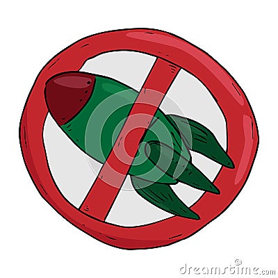 Banner prohibiting nuclear weapons. Sign a ban on nuclear missiles and nuclear tests Vector Illustration