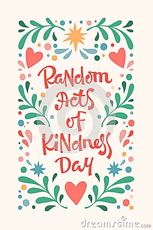 Banner with Random Acts of Kindness Day phrase Cartoon Illustration