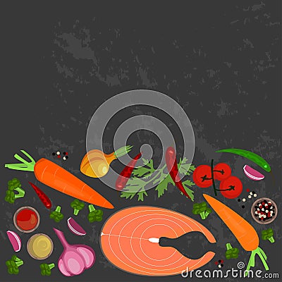 Banner of Raw food Vector Illustration