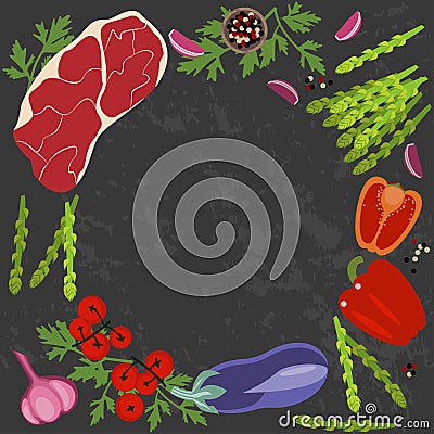 Banner of Raw food Vector Illustration