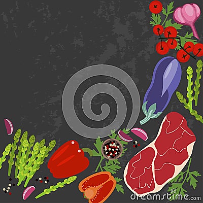 Banner of Raw food Vector Illustration