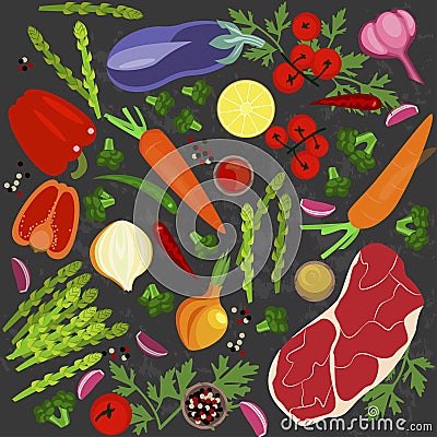 Banner of Raw food Vector Illustration