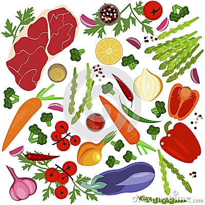 Banner of Raw food Vector Illustration