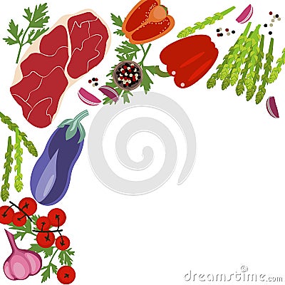 Banner of Raw food Vector Illustration