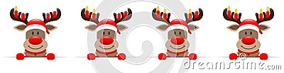 Banner Reindeer With Advent Candles On The Antler Vector Illustration