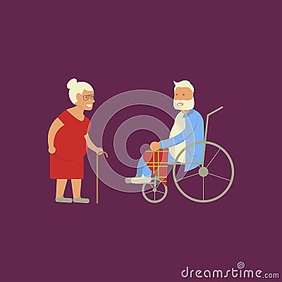 Banner of Retired elderly Vector Illustration