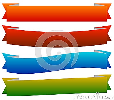 Banner / ribbon templates in dynamic style. 6 colors. Vector Illustration