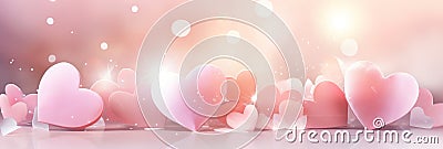 Banner Romantic Valentines Day Hearts Background - Love Pink Passionately for True St. Valentines Spirit Stock Photo