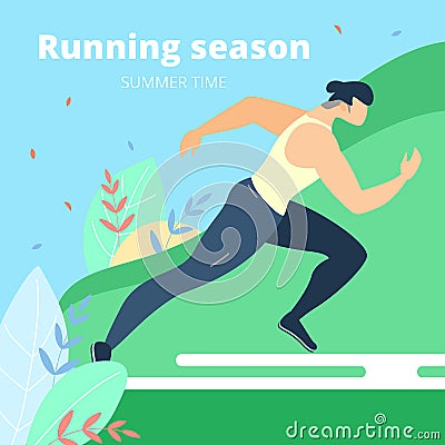 Banner Running Season Summer Time, Lettering. Vector Illustration