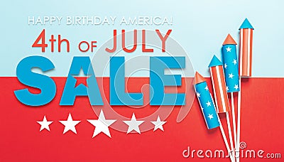 Banner sale in honor of Independence Day celebration on July 4 in America Stock Photo