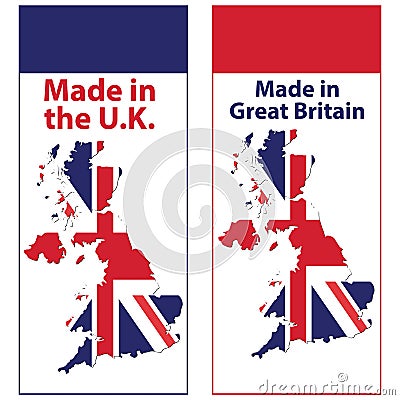 banner set for print: Made in UK. Vector Illustration