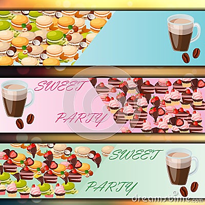 Banner set with sweets Vector Illustration