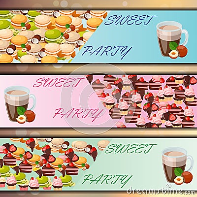 Banner set with sweets Vector Illustration