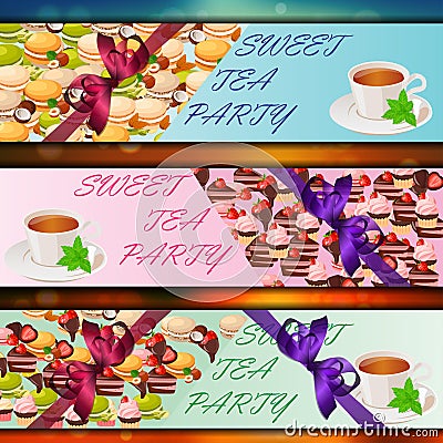 Banner set with sweets Vector Illustration