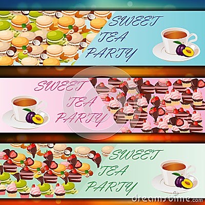 Banner set with sweets Vector Illustration