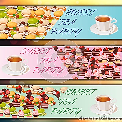 Banner set with sweets Vector Illustration