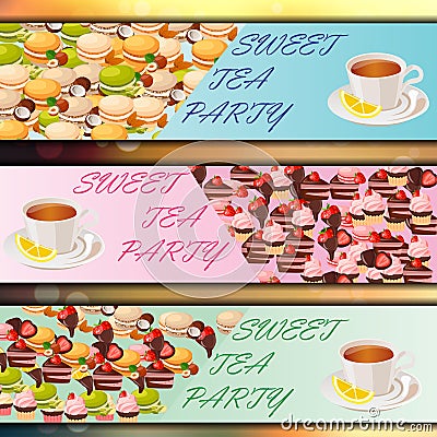 Banner set with sweets Vector Illustration