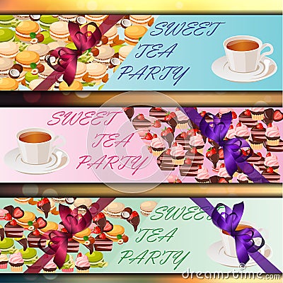 Banner set with sweets Vector Illustration