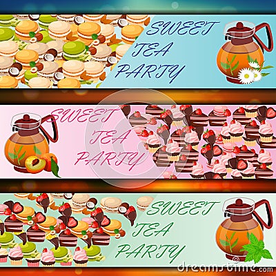 Banner set with sweets Vector Illustration